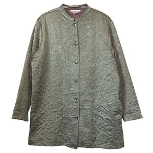 Vtg Karavan Quilted Buttoned Jacket Cardigan Taupe Olive-Gray Size Small